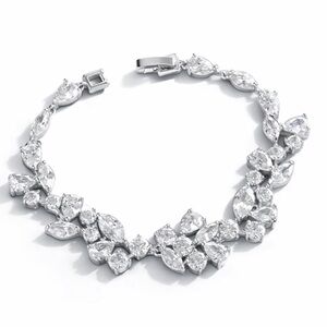 Crystal Cluster Tennis Bracelet Bridal Jewelry